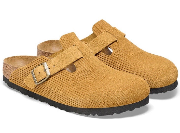 Birkenstock Boston Suede Embossed Corduroy Cork Brown Clog Men Size 10 NWOT