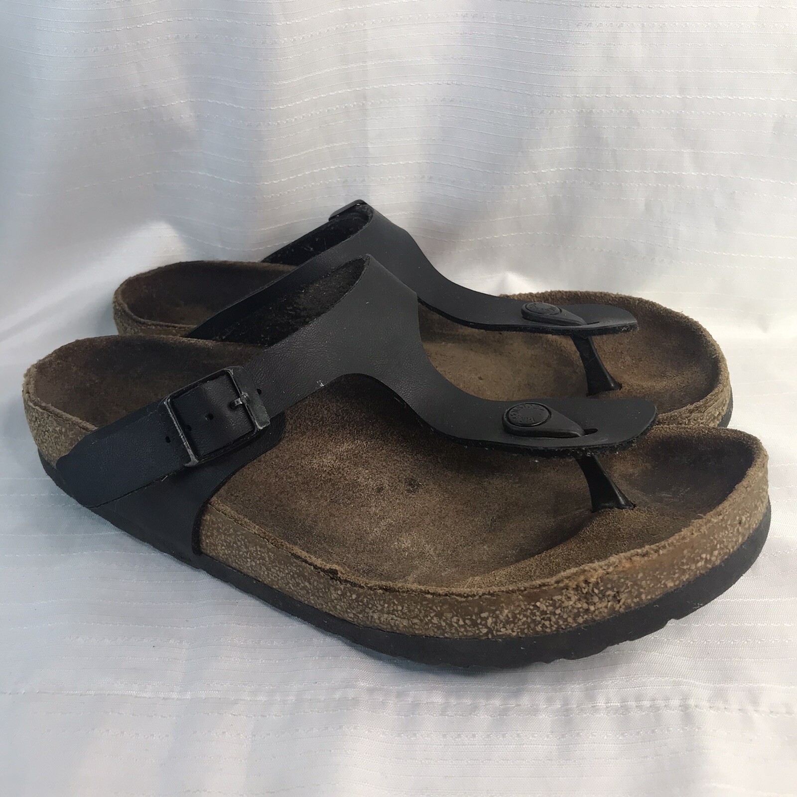 Birkenstock Gizeh Women’s Leather Thong – Black, US 9-9.5 READ