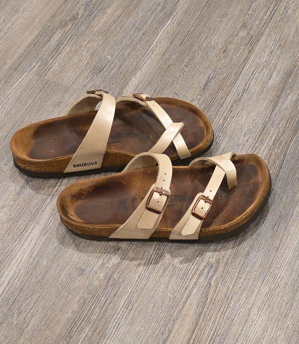 Birkenstock Mayari Sandals EU 38 Women 7.5 – 8 US Pearl Lace Toe Loop Birko Flor