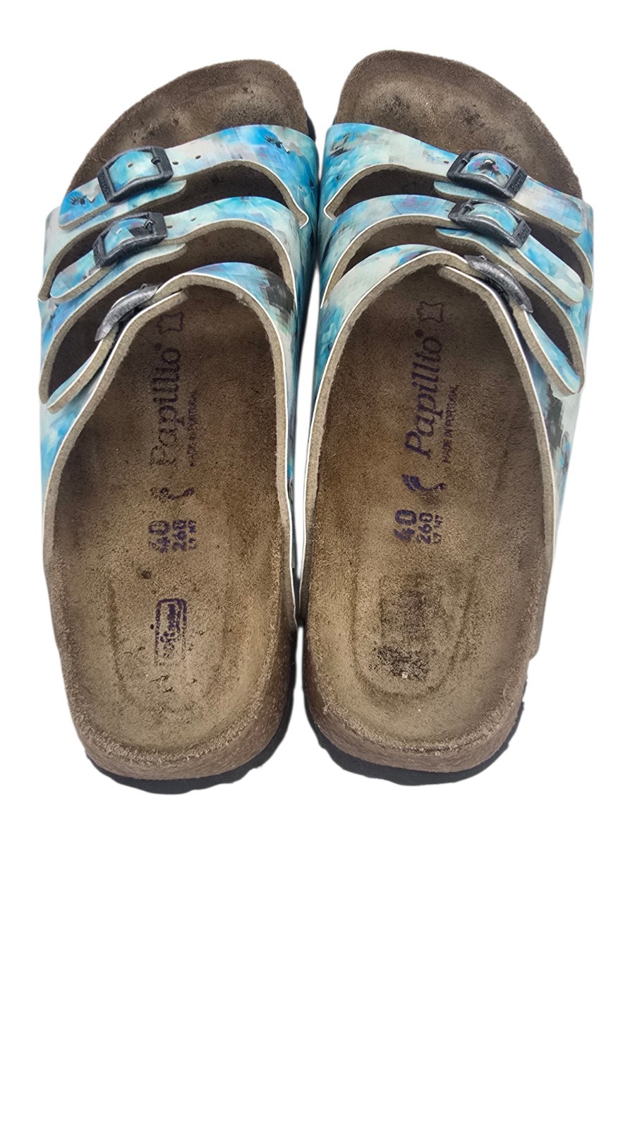 Birkenstock Papillio Florida Blue Pixel Women’s Sandals Soft Bed Sz EU 40/9 US