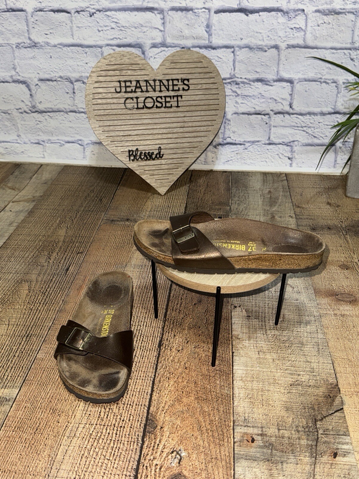 Birkenstock Madrid 37 Bronze Birko-Flor & Leather Footbed Sandals Slides 6