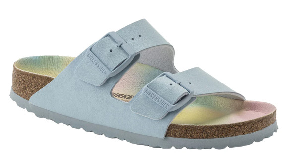 #Birkenstock Arizona Vegan Birkibuc Sandals – Blue/Multicolor – Size 9 Narrow
