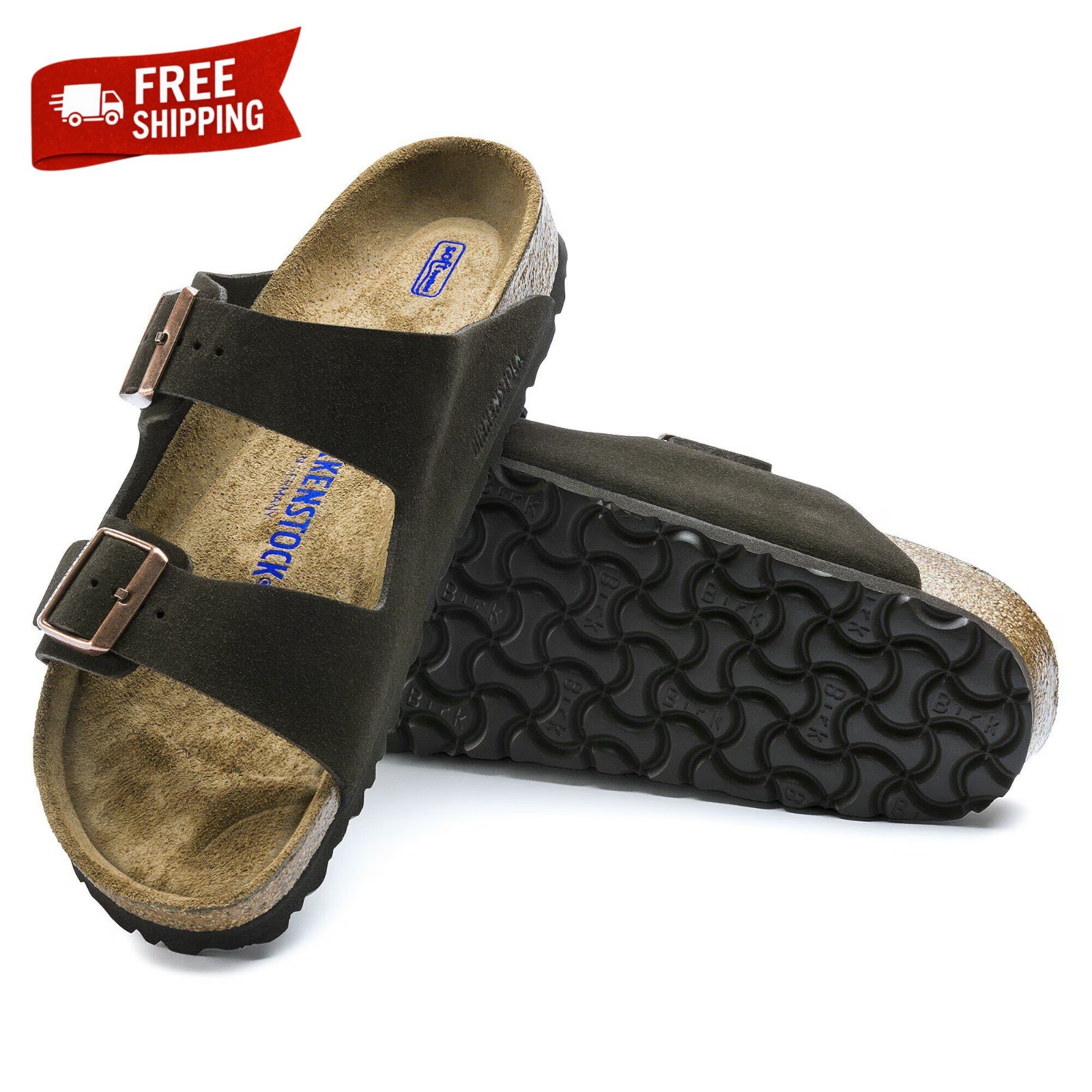 Birkenstock Arizona Soft Footbed Suede Leather Sandals Mocha New With Box