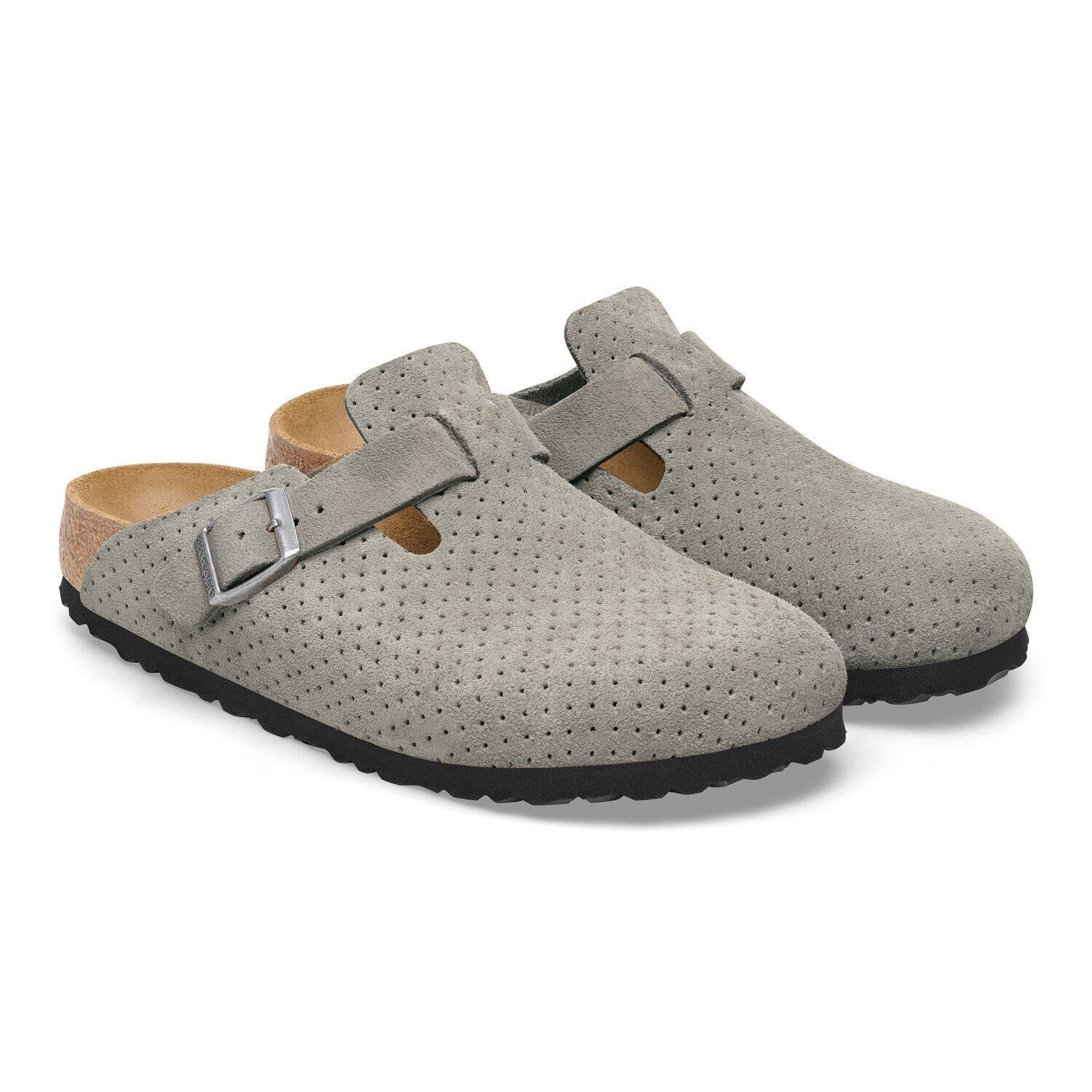 NEW Birkenstock Boston BS Embossed Suede Stone Coin Clogs Regular Fit EU 44