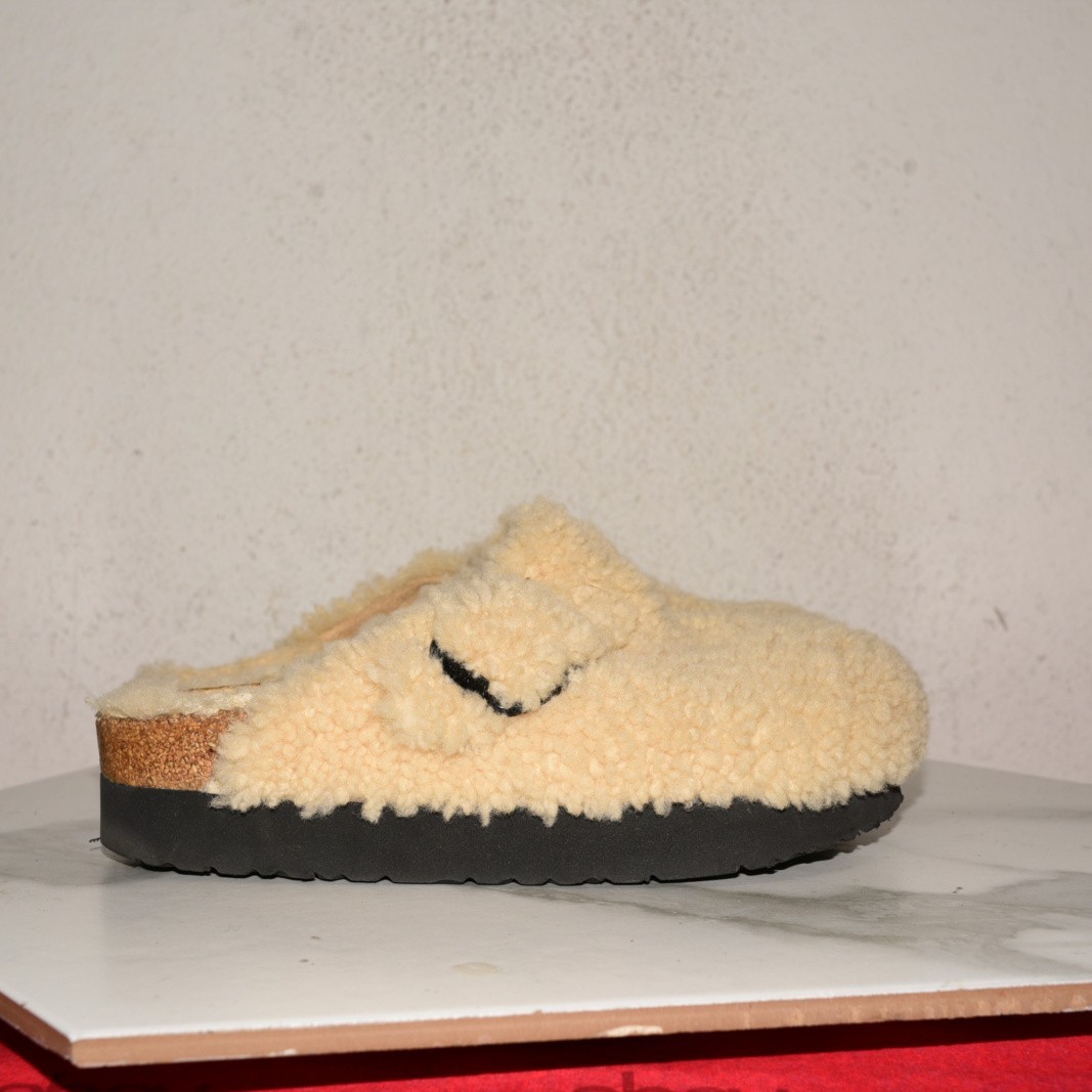 Birkenstock Boston Papillio Shearling Platform Cream Women 39 N