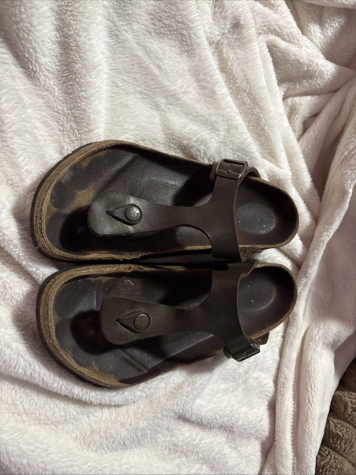 Birkenstock Gizeh Birkibuc Mocha thong sandals womens size 39
