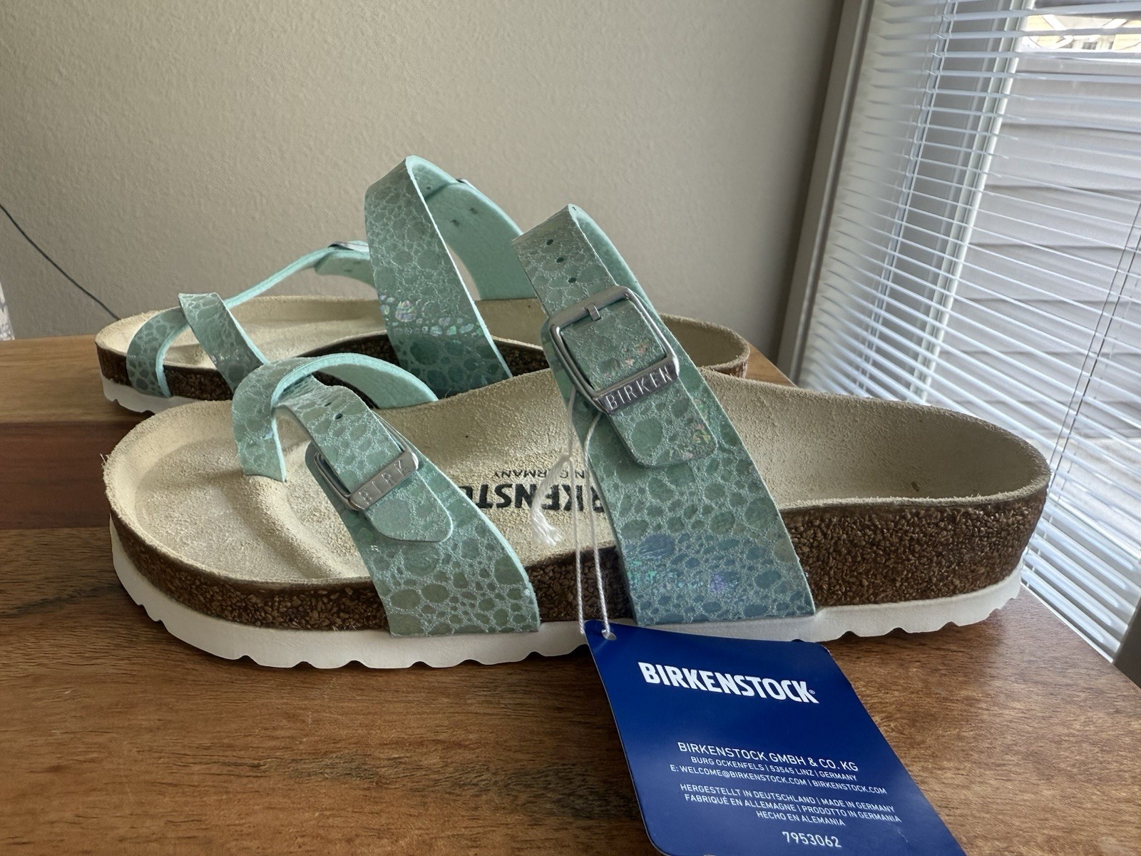 Birkenstock MAYARI Metallic Stones Aqua Women’s Size 36