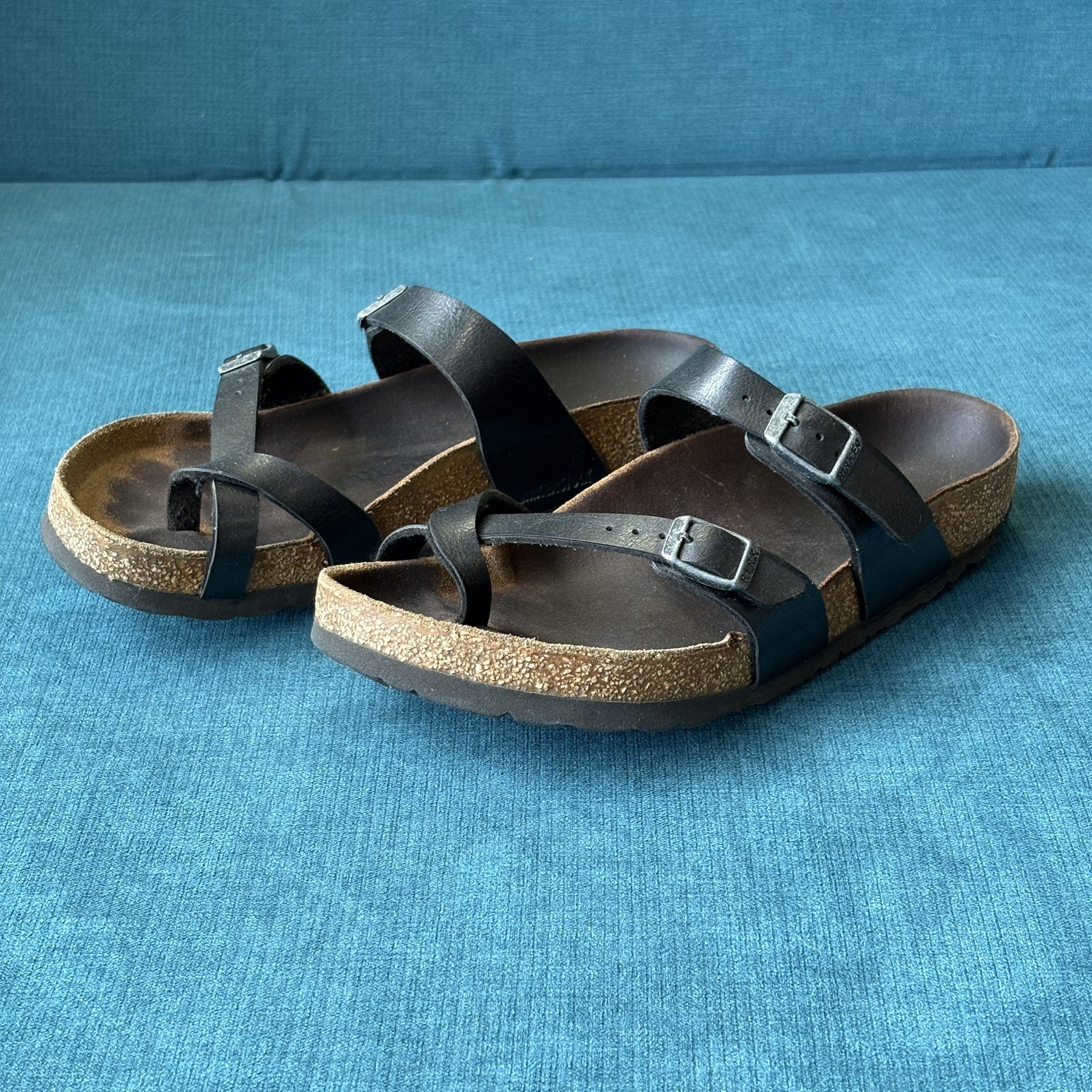 Womens 7.5 38 Reg Birkenstock Mayari Graceful Sandals Licorice Black Birkoflor