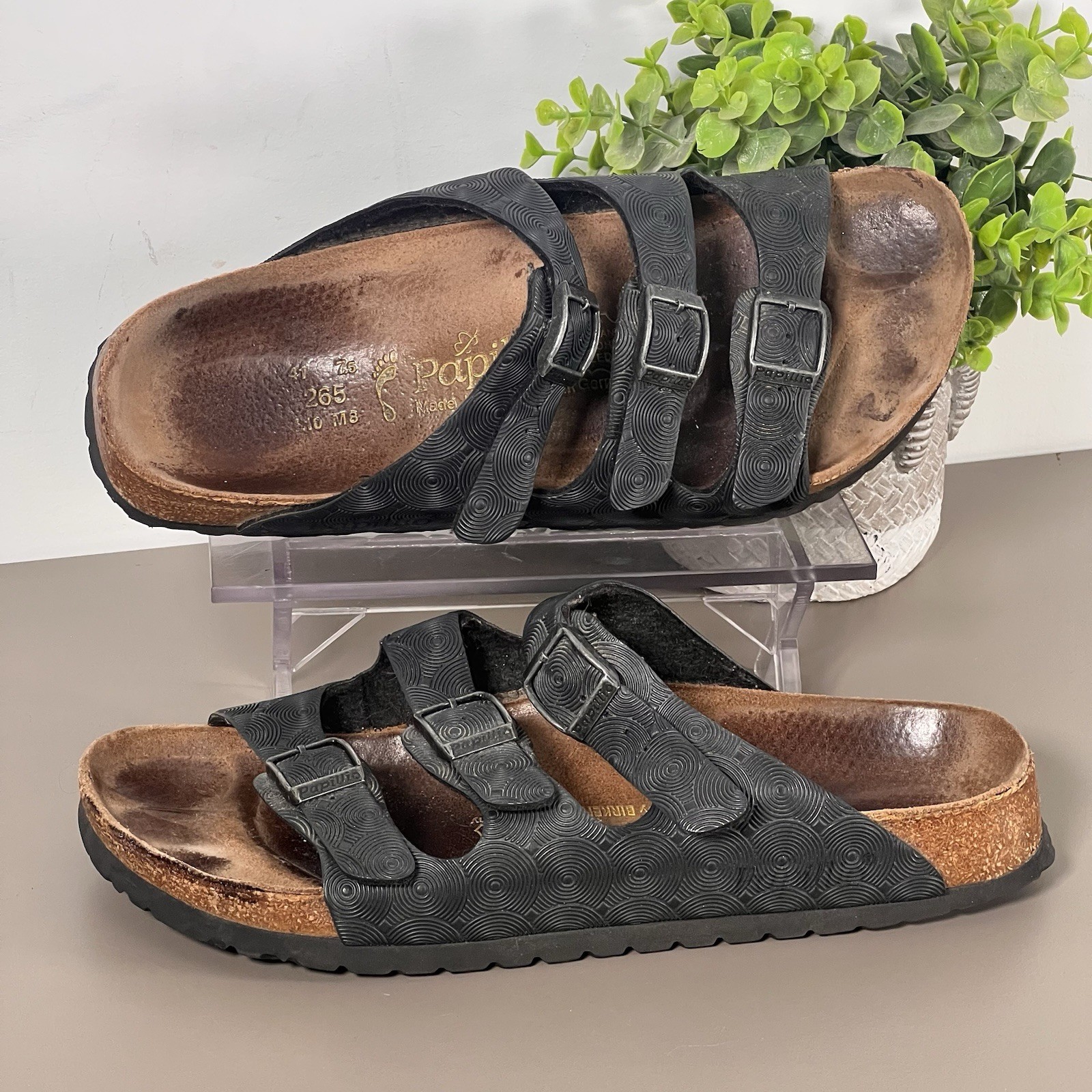 Birkenstock Florida Papillio Black 3 Straps Sandals Size 41