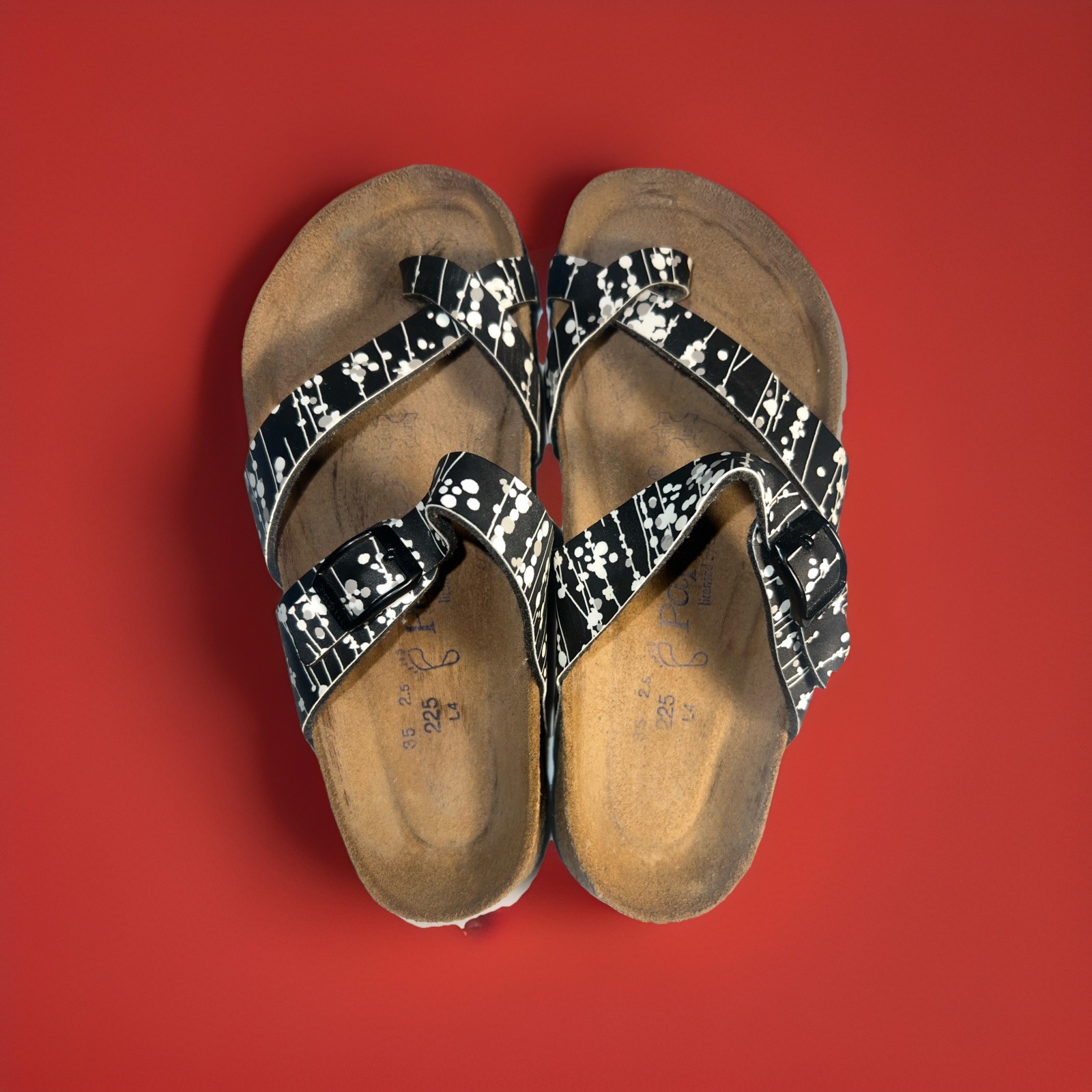 WOMENS BIRKENSTOCK PAPILLIO MARBLE PRINT SANDALS SOFT FOOTBED SIZE EUR 35 USA 4