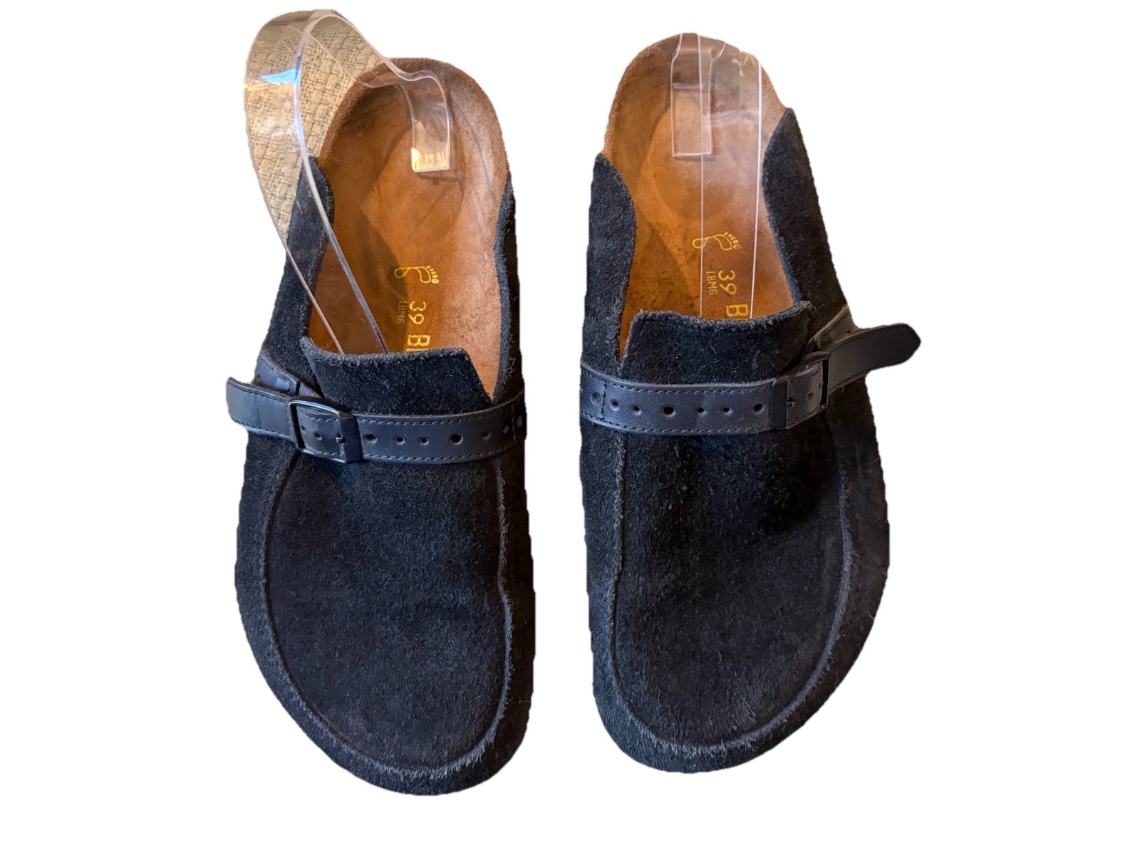 Birkenstock Boston Suede Black 39 US W 8 M 6 Buckle Clog