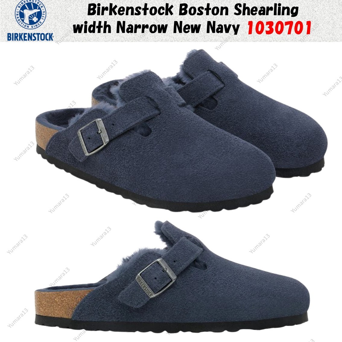 Birkenstock Boston Shearling width Narrow New Navy 1030701 Unisex Size