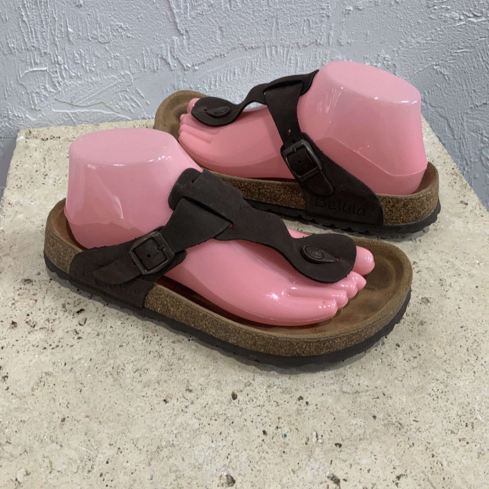 Birkenstock Gizeh Betula Brown Leather Womens Sandals Shoes US 8