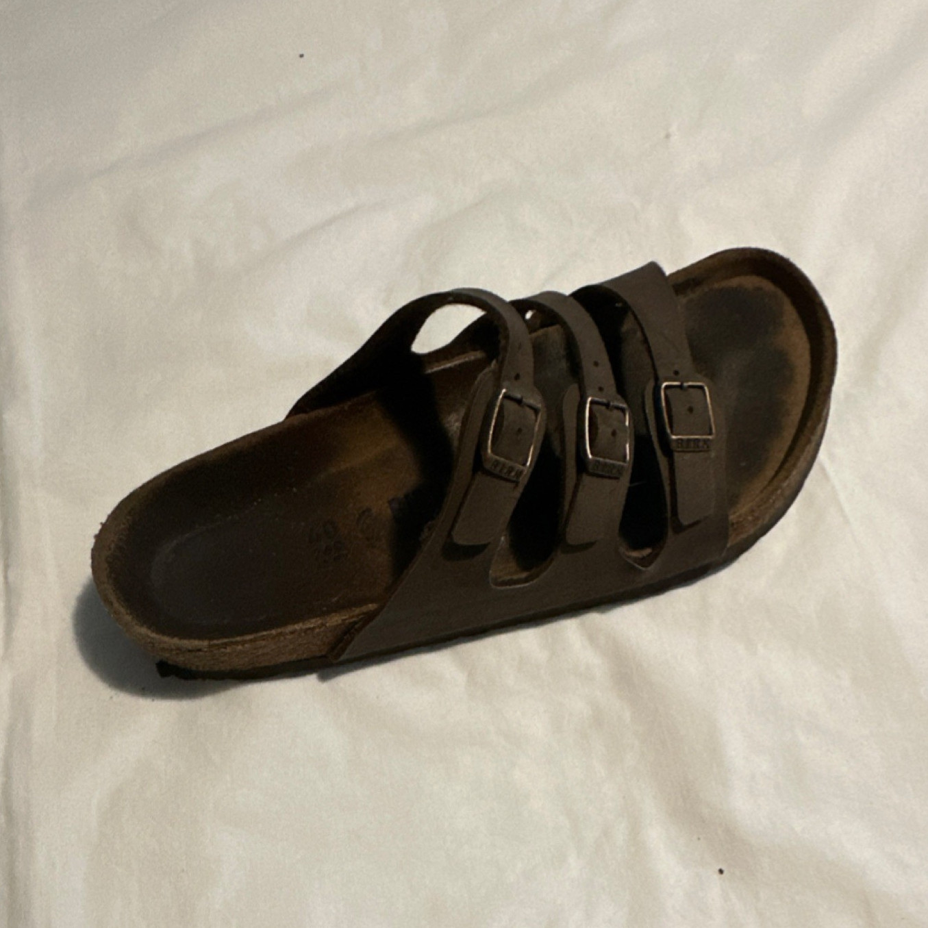 Birkenstock Florida Brown 3-Buckle Slide Sandals Cork EU 40 US 9 RIGHT shoe only