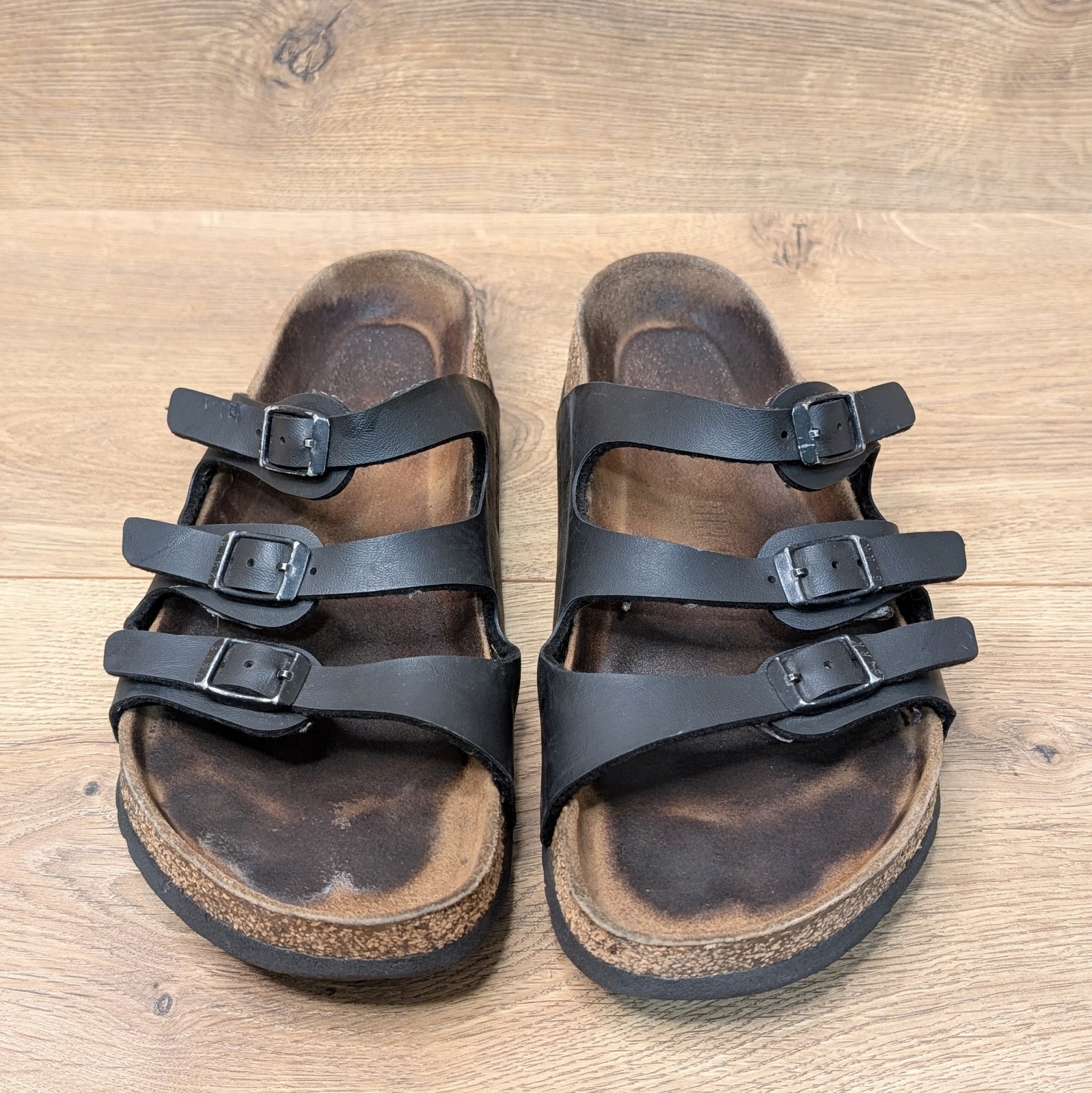 Birkenstock Florida Black Straps Sandals Size 38 EU 7 US