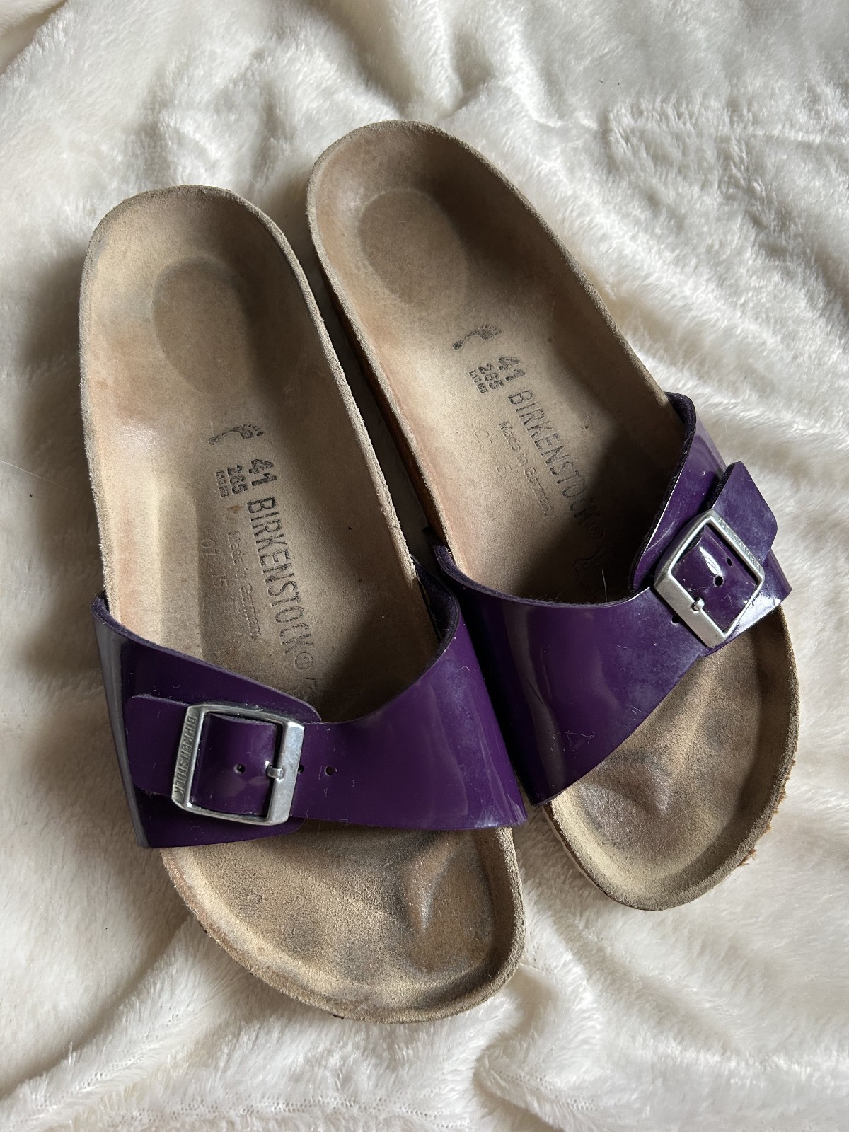 Birkenstock madrid purple patent leather slide sandals womens 10 slip on