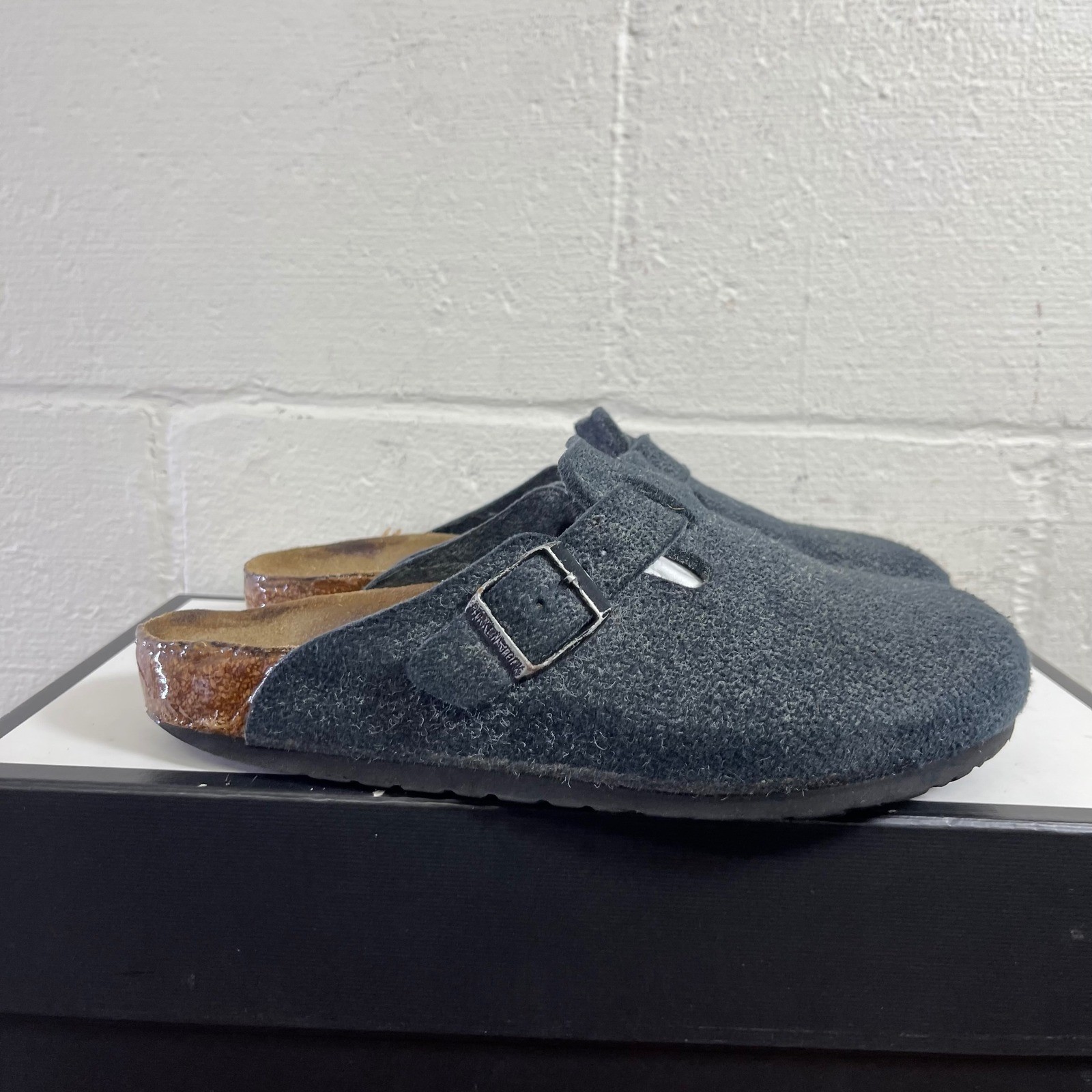 Birkenstock Boston Gray Wool Clogs Mule Slip On Sandals Shoes Wome’s 38 EU/7 US
