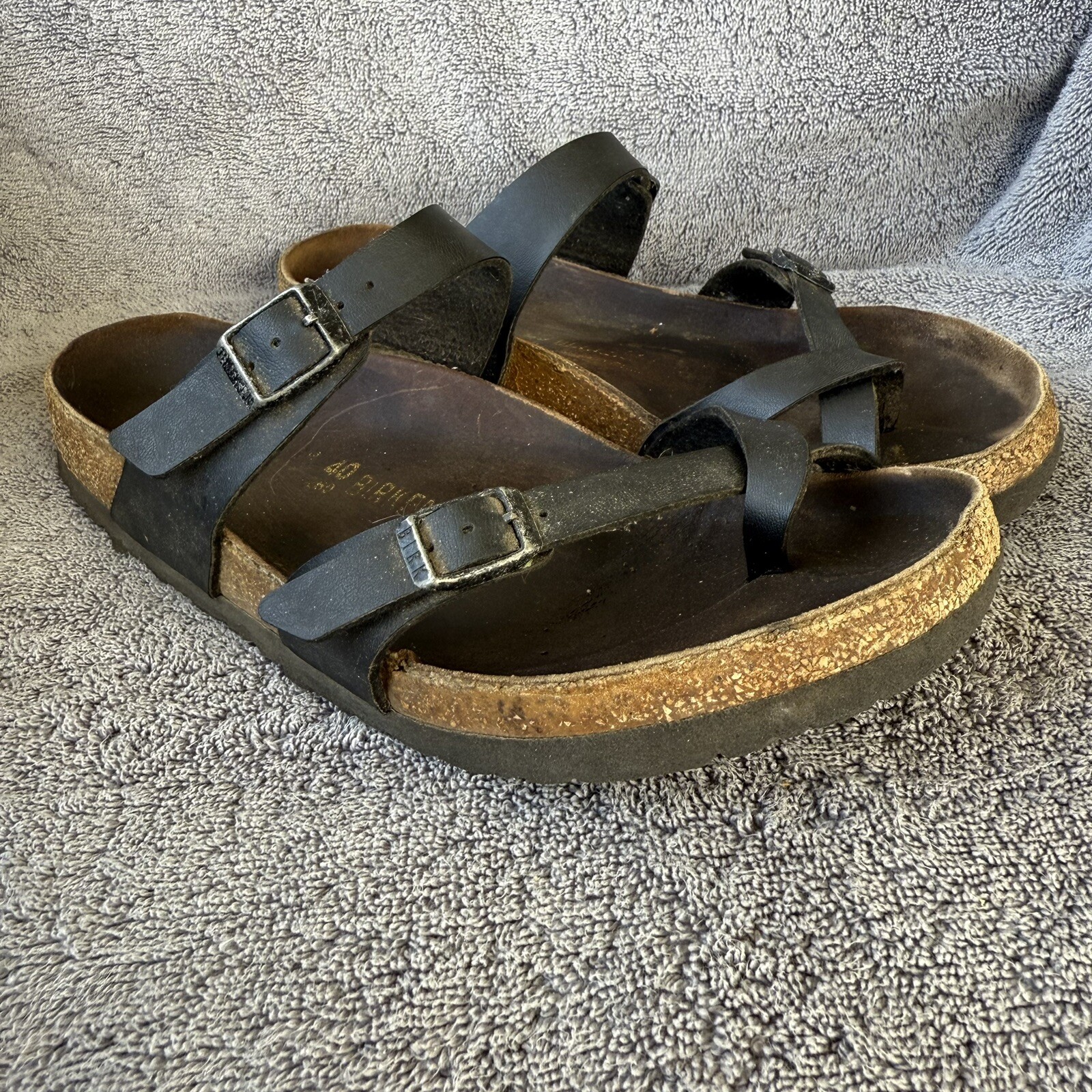 Birkenstock Mayari Sandal Womens Size 40 US 9 – 9.5 Black Straps Birko-flor