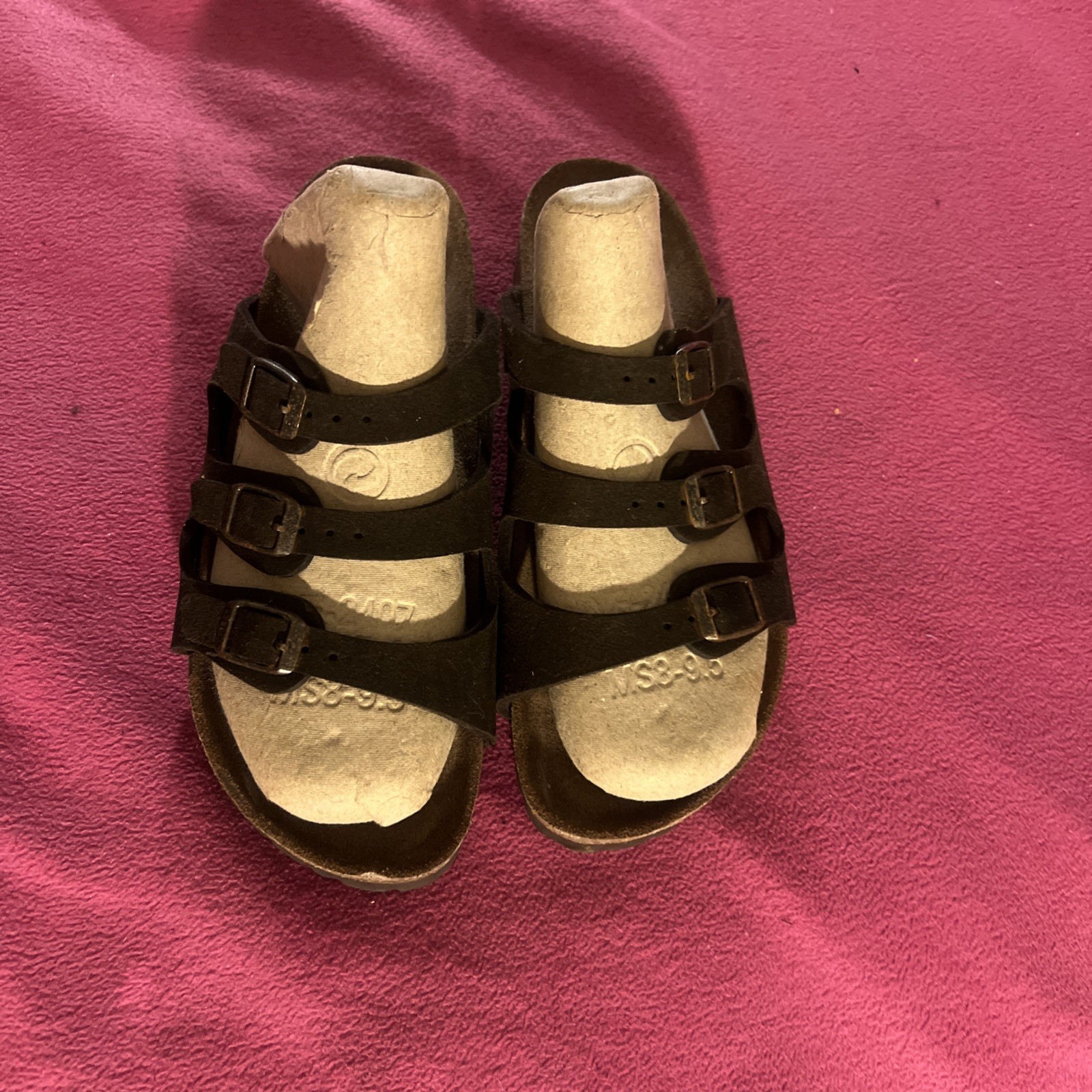 Women’s Birkenstock Florida Sandals Triple Strap Comfort Footbed  6 Brown Suede
