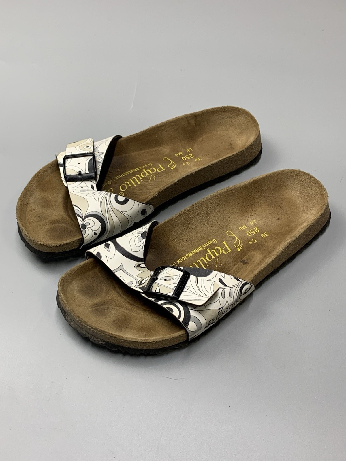 Birkenstock Papillio Birko-Flor Size 39 Us 8 Uk 5.5 White Graphic