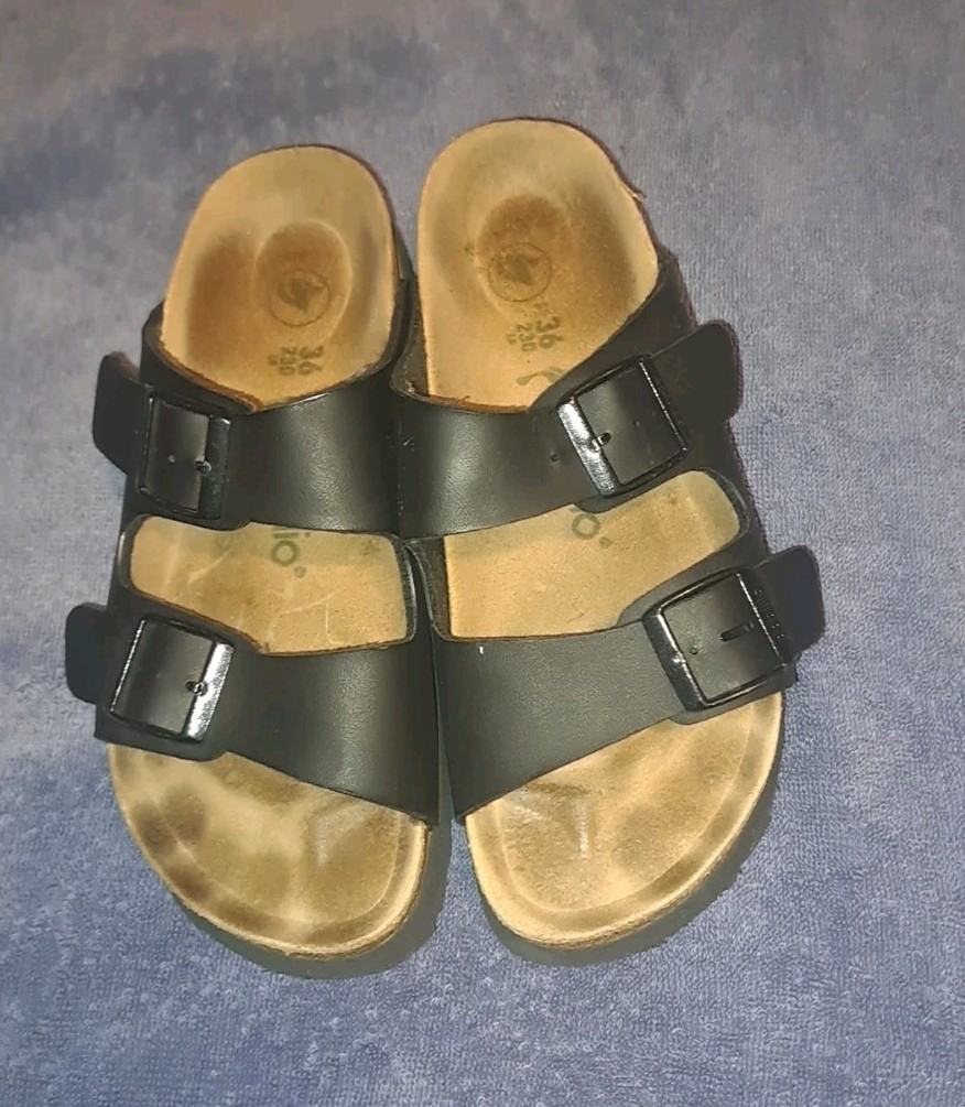Birkenstock Papillio Arizona Flex Platform Slide in Black Vegan Size 36 US 5