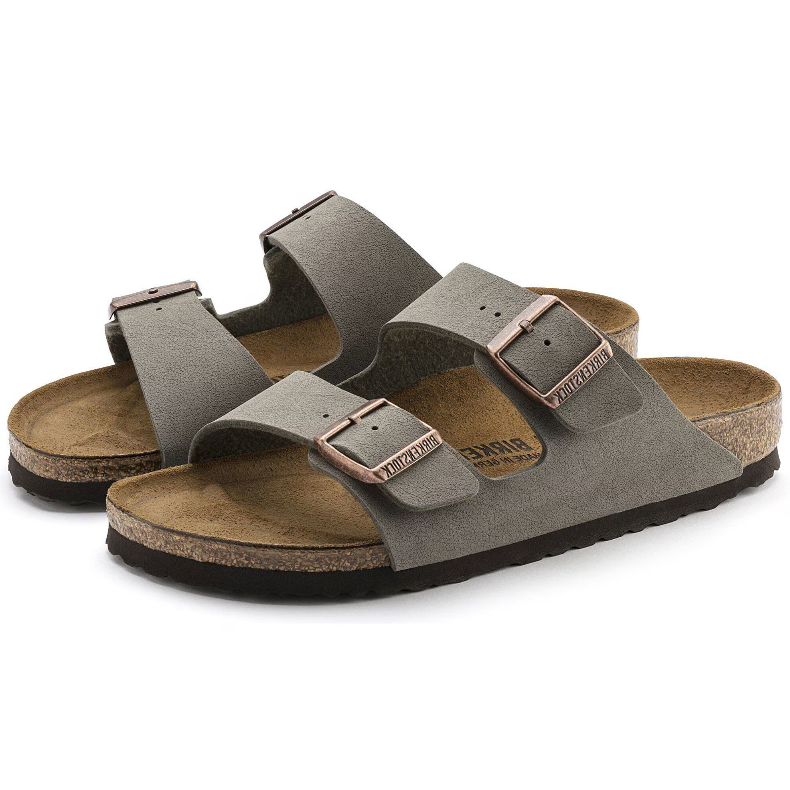 Birkenstock Arizona Women’s Sandal Birkibuc Synthetic Leather Stone Unisex Shoes