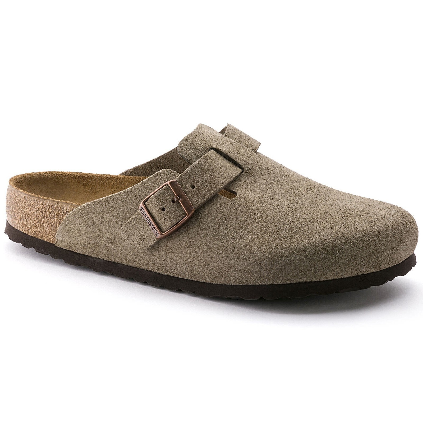 Birkenstock Boston Soft Footbed Suede Leather Regular Fit Men’s Clogs, Taupe, M4