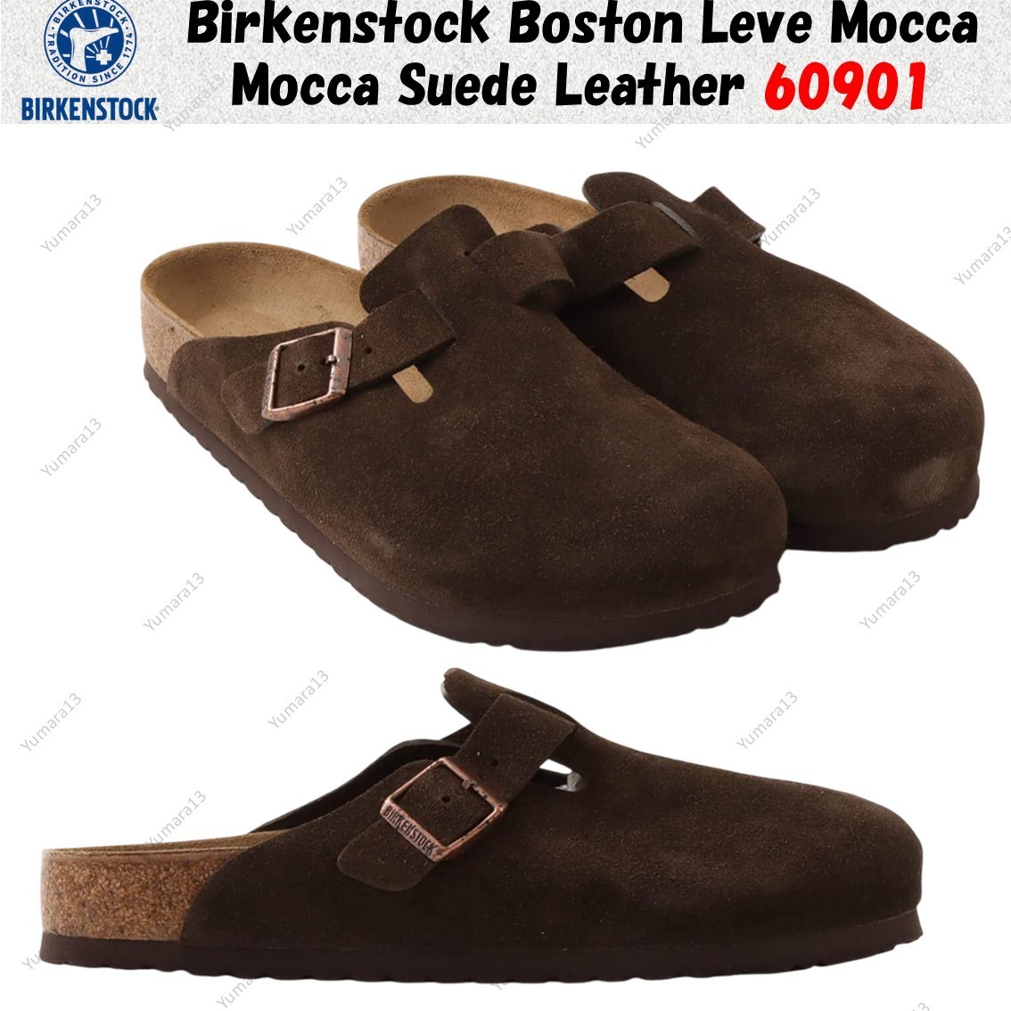 Birkenstock Boston Leve Mocca Mocca Suede Leather 60901 Unisex Size