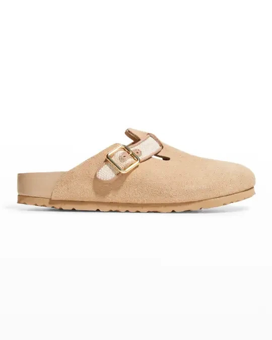 Birkenstock Boston 1774 Nude Suede Clogs Womens 7 EU 38