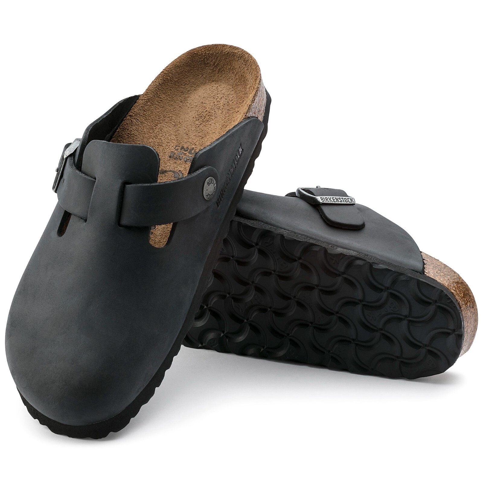 Birkenstock Boston Oiled Leather (Black) Men’s Sandals 59461