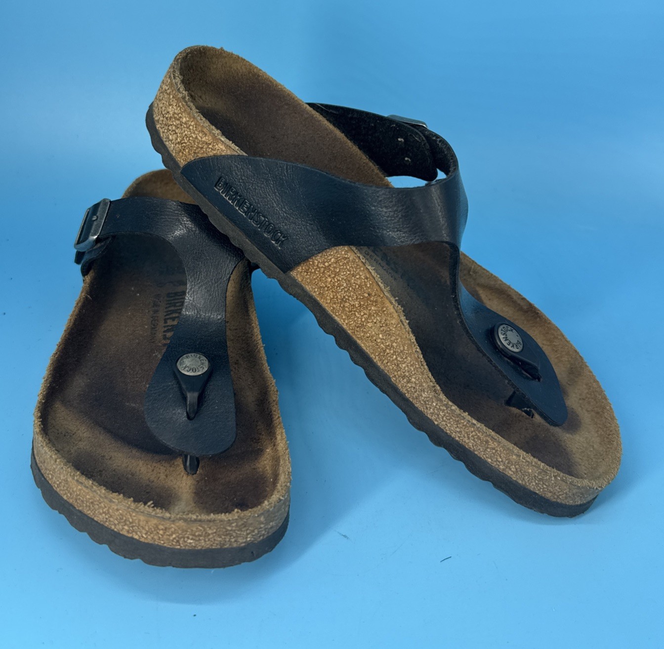 Birkenstock Womens Gizeh Black Birko-Flor Thong Sandals Size 39 US 8 Reg.