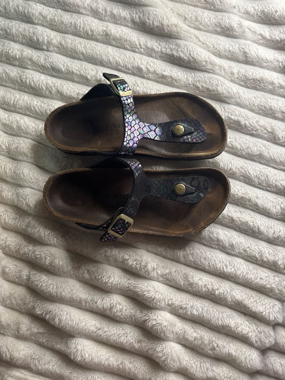 Birkenstock Gizeh Shiny Python Holographic Black Thong Sandals