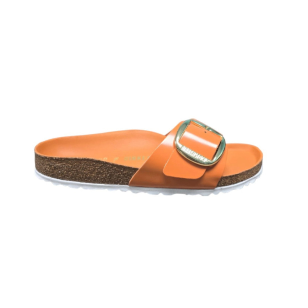 Birkenstock Madrid Big Buckle Patent Leather Sandals – High Shine Kurkuma