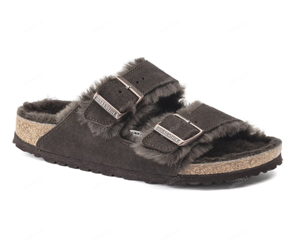 Birkenstock Arizona Shearling Suede Leather Mocca Unisex Comfort Sandals SZ37-40