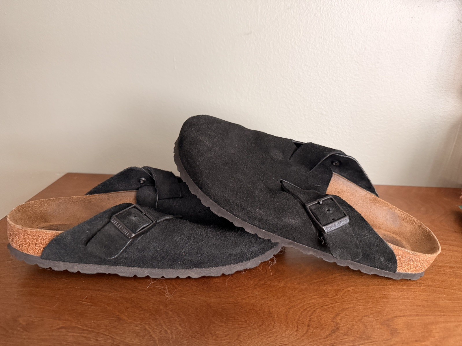 Birkenstock Boston Suede Leather Soft Footbed Black Clog Shoe Unisex Wide/Narrow