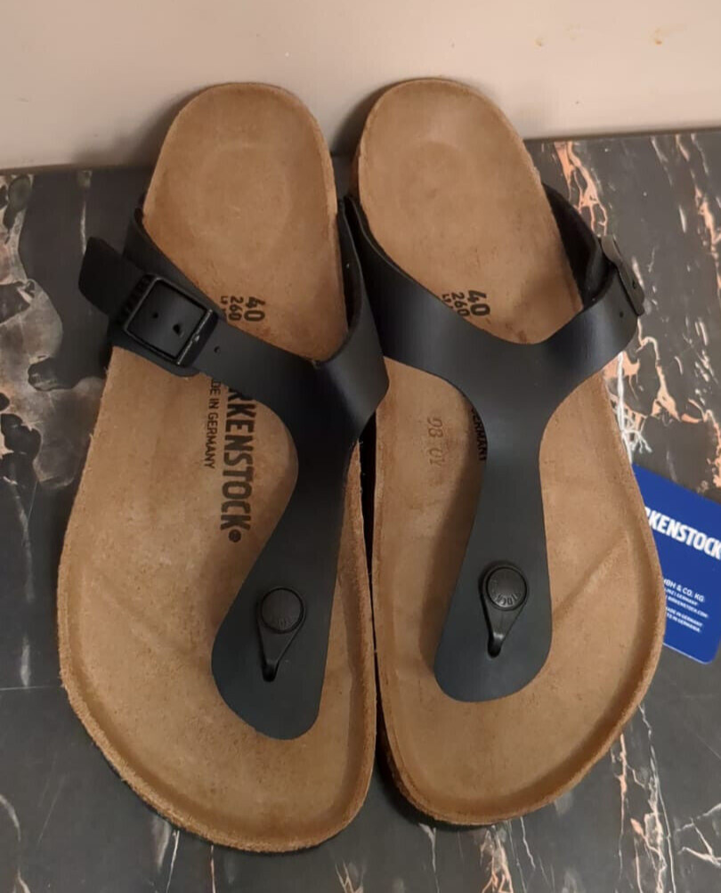 Birkenstock Gizeh Birko Flor Thong Black Flip-Flop 0043691 – Size M7/W9