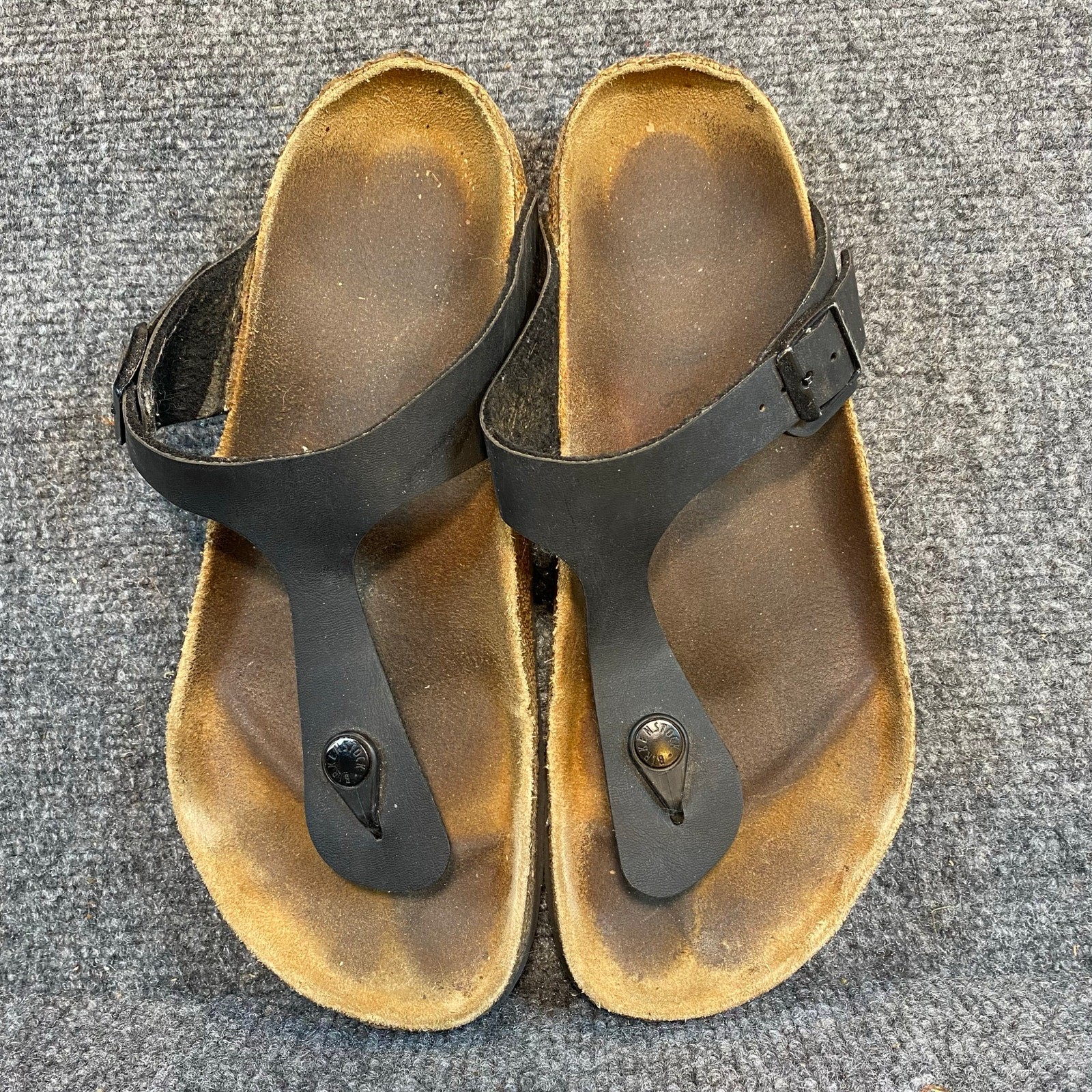 Birkenstock Gizeh Adult 39 Women 8.5 BirkoFlor Thong Comfort Shoes Black Leather