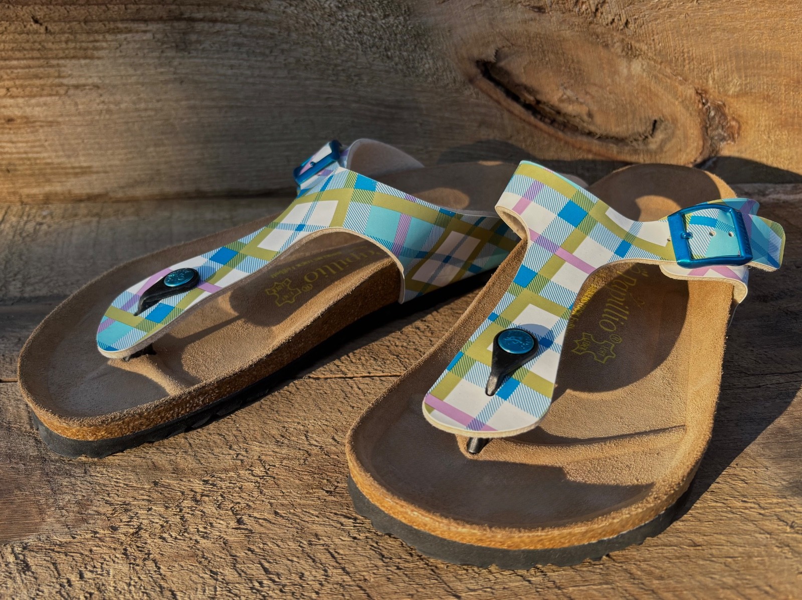 PAPILLIO by Birkenstock ‘Gizeh’ (42/11) Plaid Birko-Flor Thong Sandals