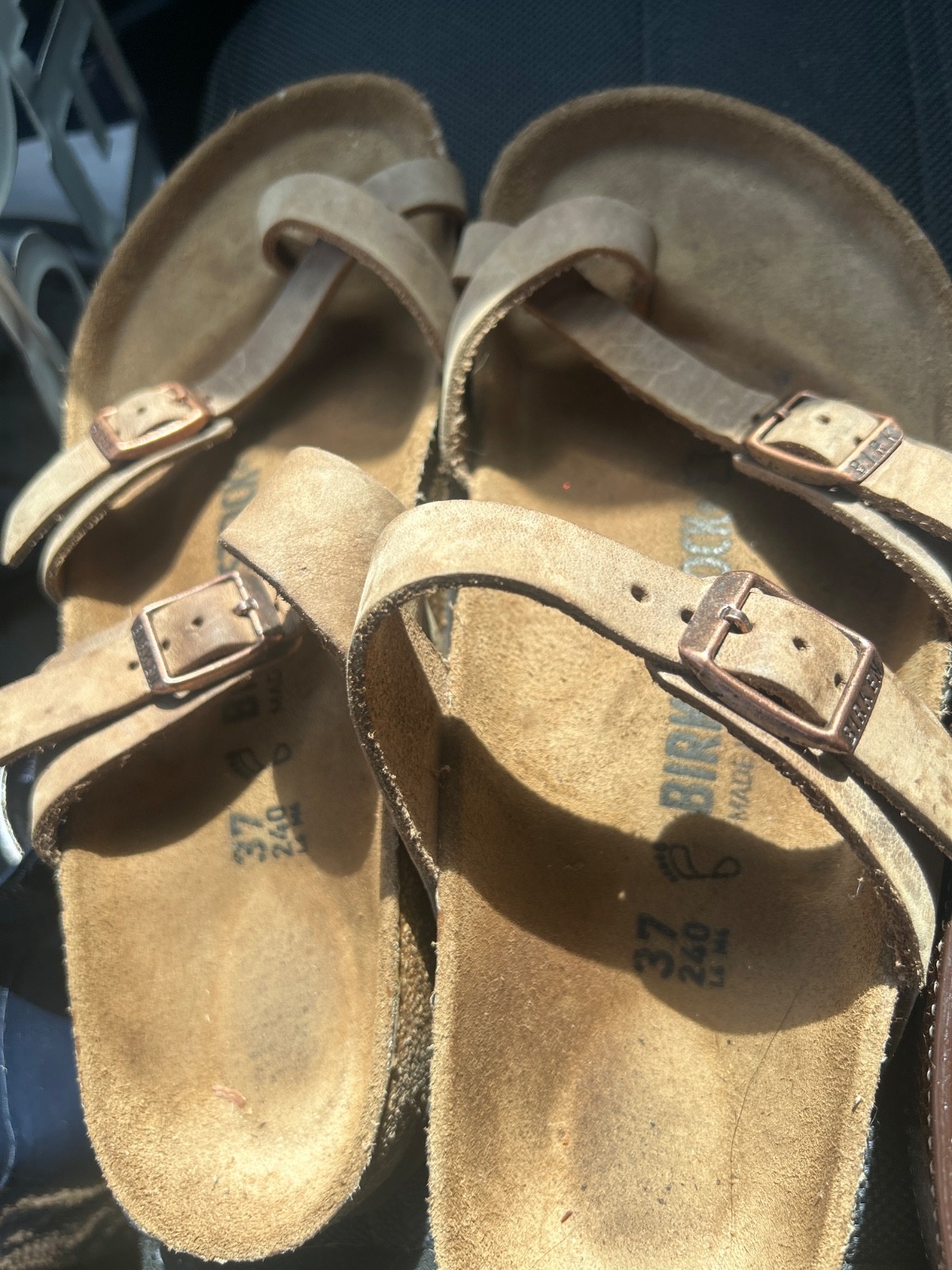 Birkenstock Mayari Women’s Size 6 EUR 37 Brown Leather Toe Loop Sandals Slides