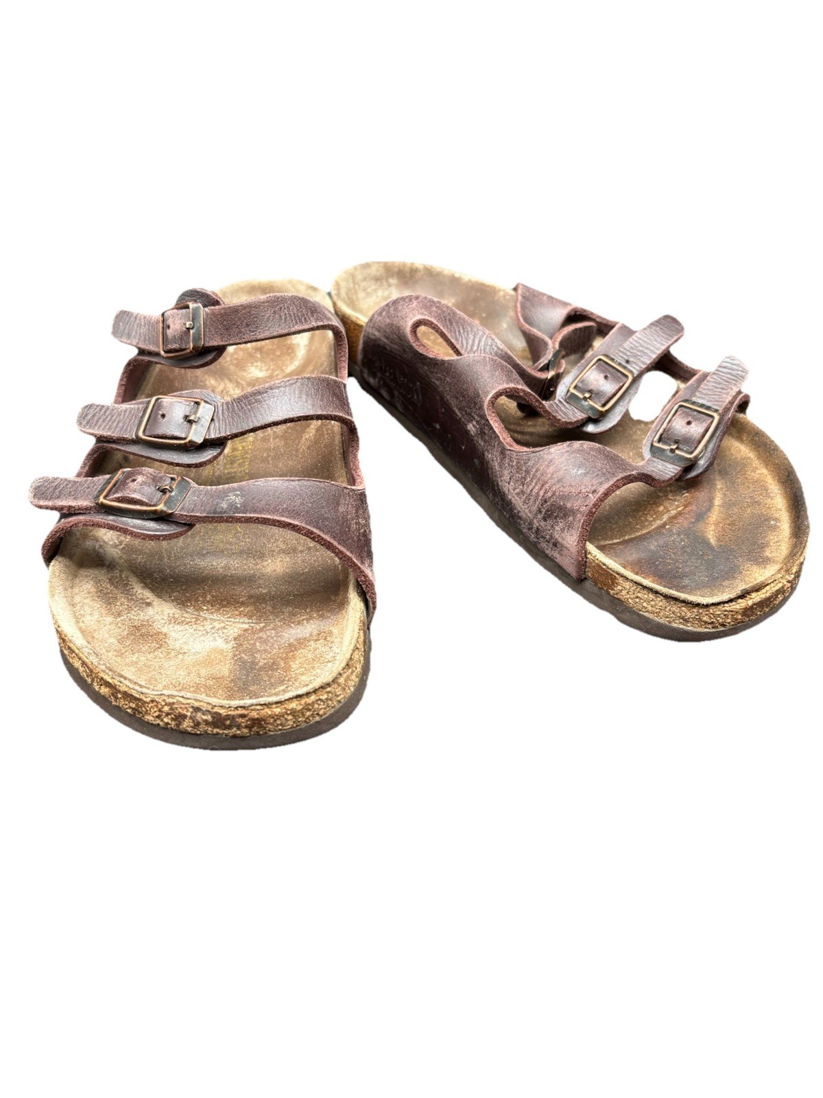 Birkenstock Florida Brown Leather Adjustable 3 Straps Sandals Women Sz 39EU/8.5M