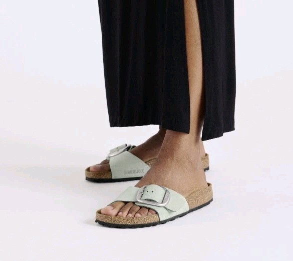 BIRKENSTOCK MADRID BIG BUCKLE NUBUCK LEATHER PURE SAGE 42 Ladies 11 Narrow