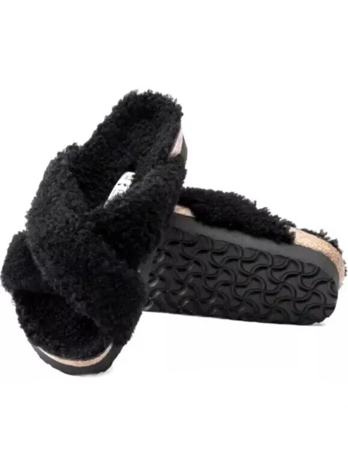 BIRKENSTOCK EU 38 / US 7 Black Papillio Daytona Teddy Shearling Platform Sandals