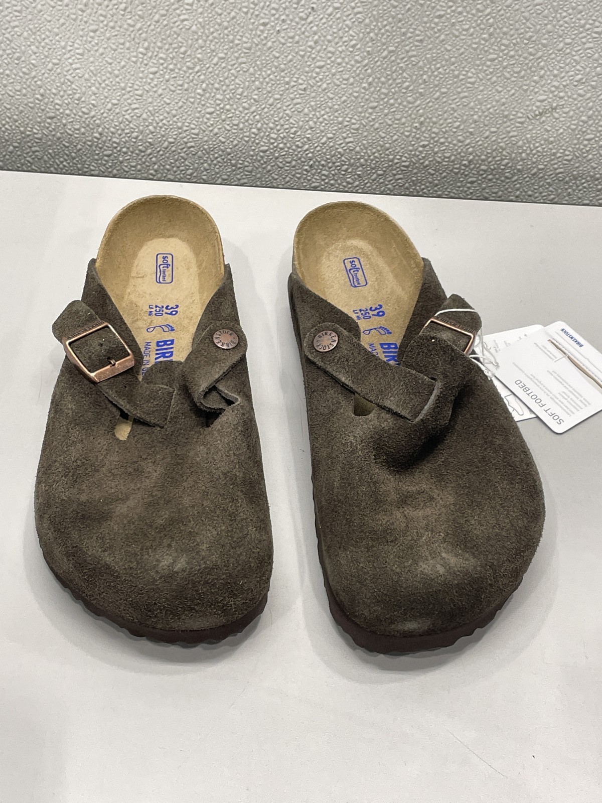 Birkenstock Boston Soft Footbed Suede Leather Clog Unisex W8, M6 In Mocha