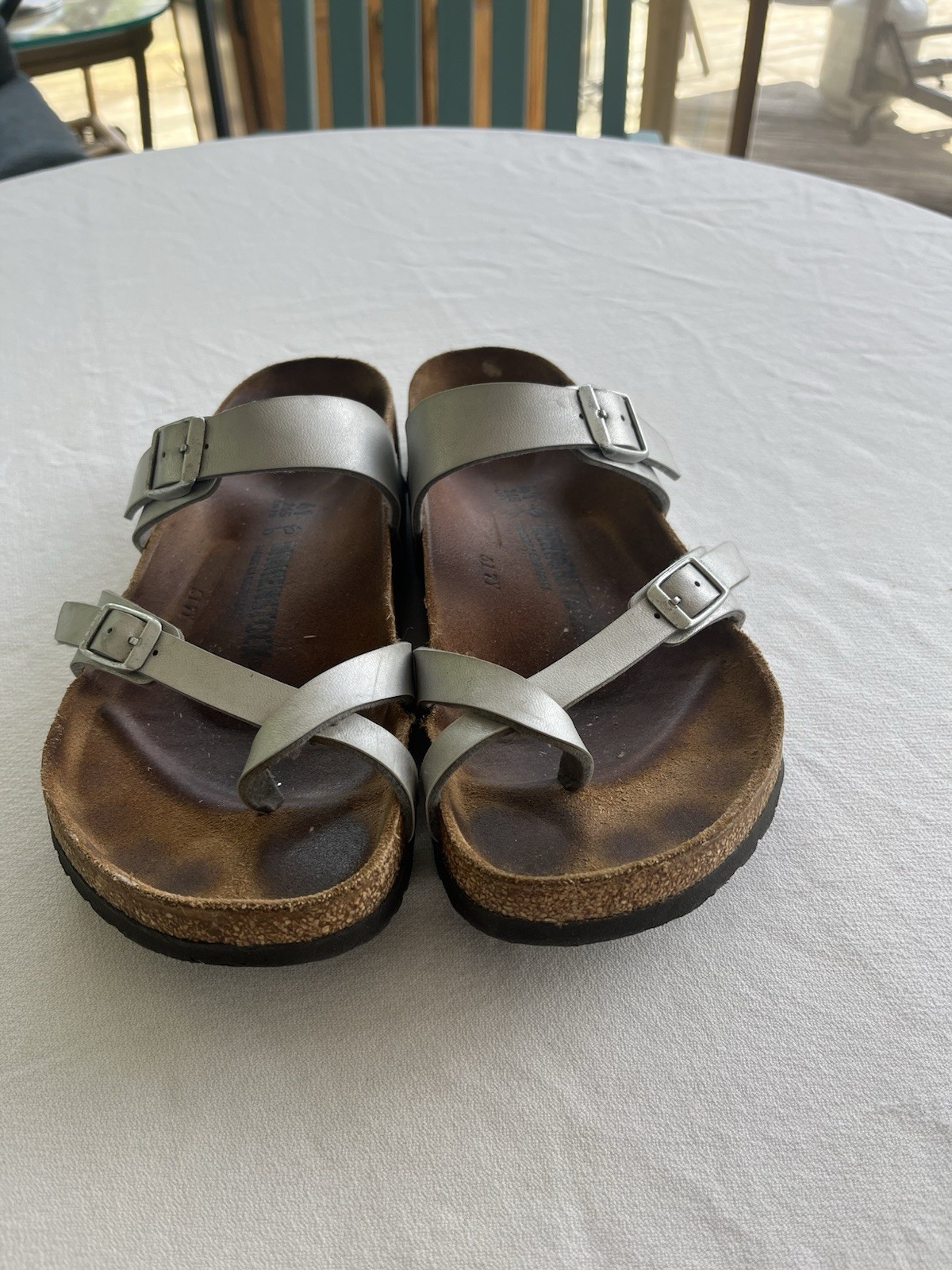 Birkenstock Mayari Silver Birko-Flor Regular Width Women’s Size 10 EU 41 Comfort