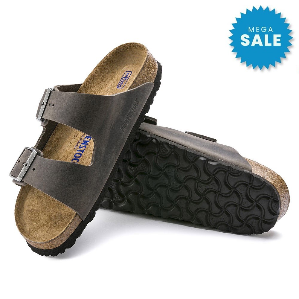 NWB Birkenstock Arizona Oiled Leather Iron Sandals Soft Footbed Shoes US 6-12