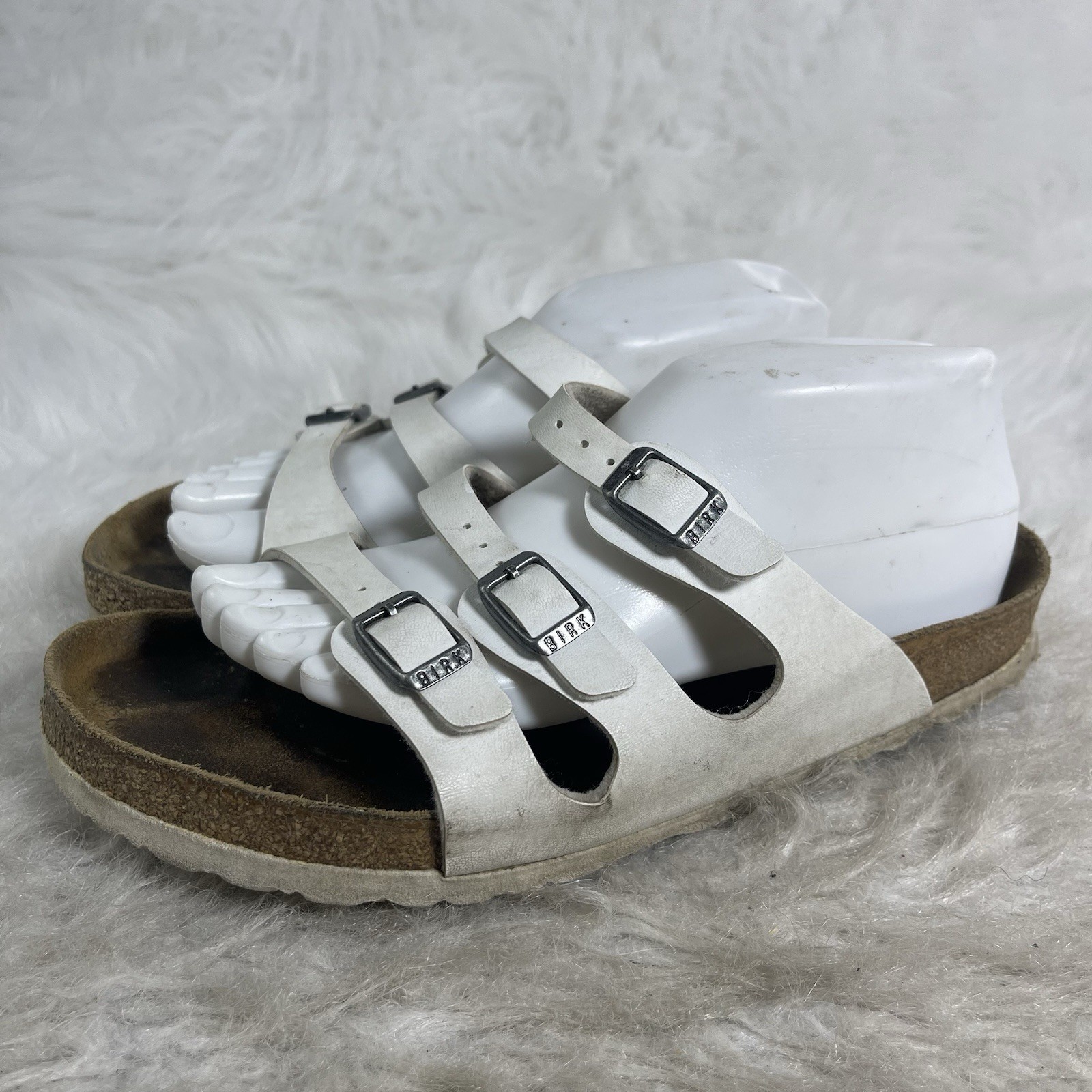 Birkenstock Florida White Birko Flor Triple Strap Sandals Women’s 9 EU 40