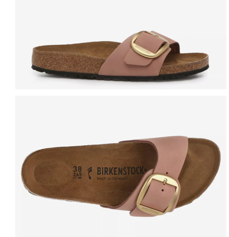 Birkenstock Madrid Big Buckle 39 Nubuck Leather Dusty Pink