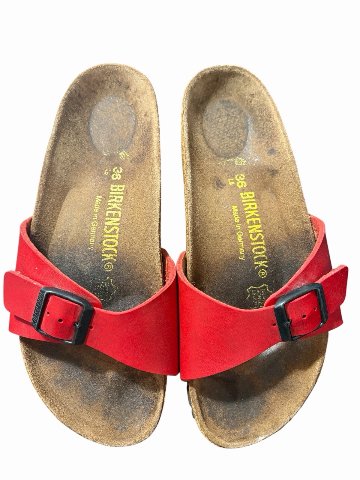 Birkenstock Madrid Red Birko-Flor Sandals Women’s Size 36 L5 Black Buckle