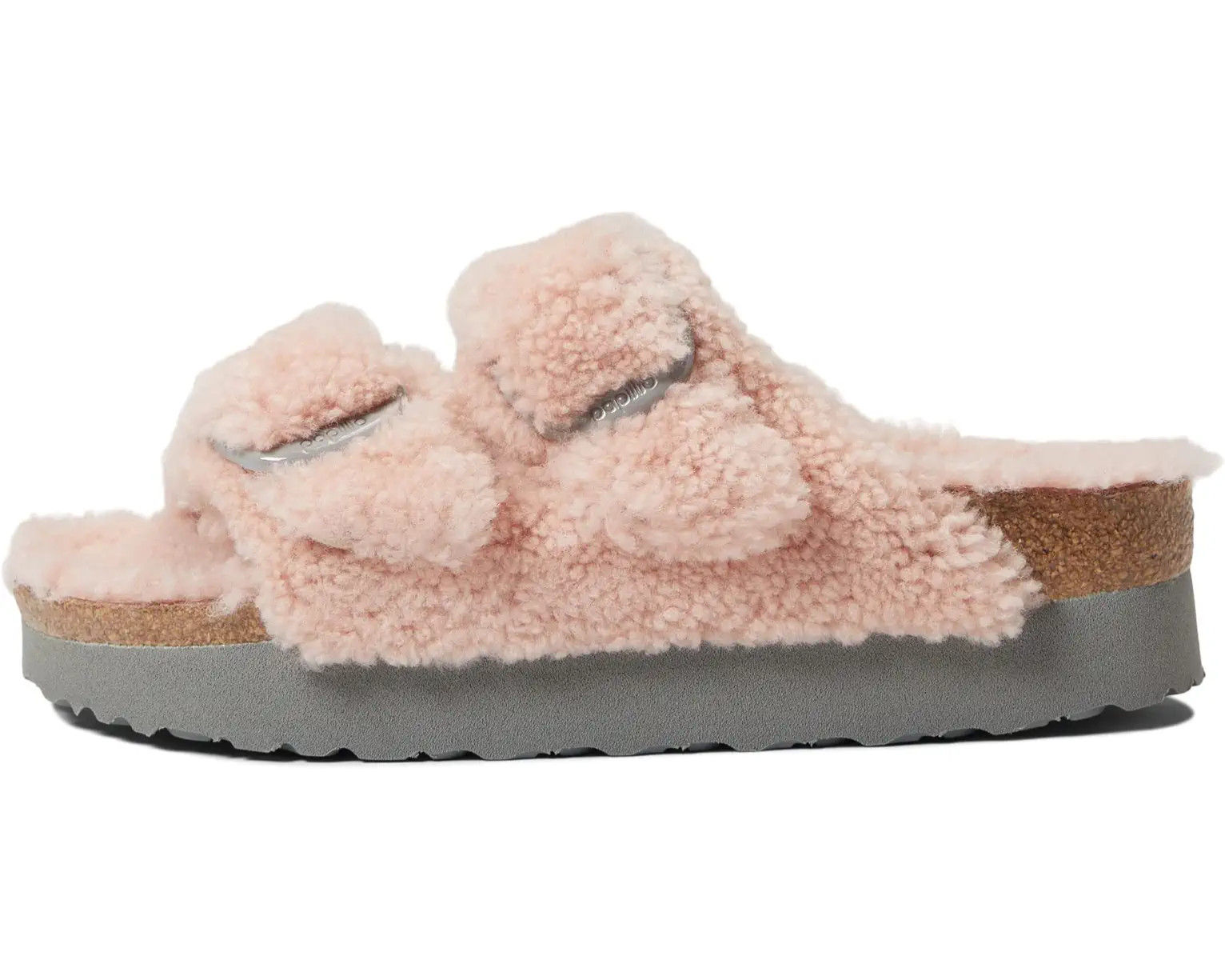 Birkenstock Papillio Arizona Big Buckle Shearling Teddy Sandal, Pink, Size 38