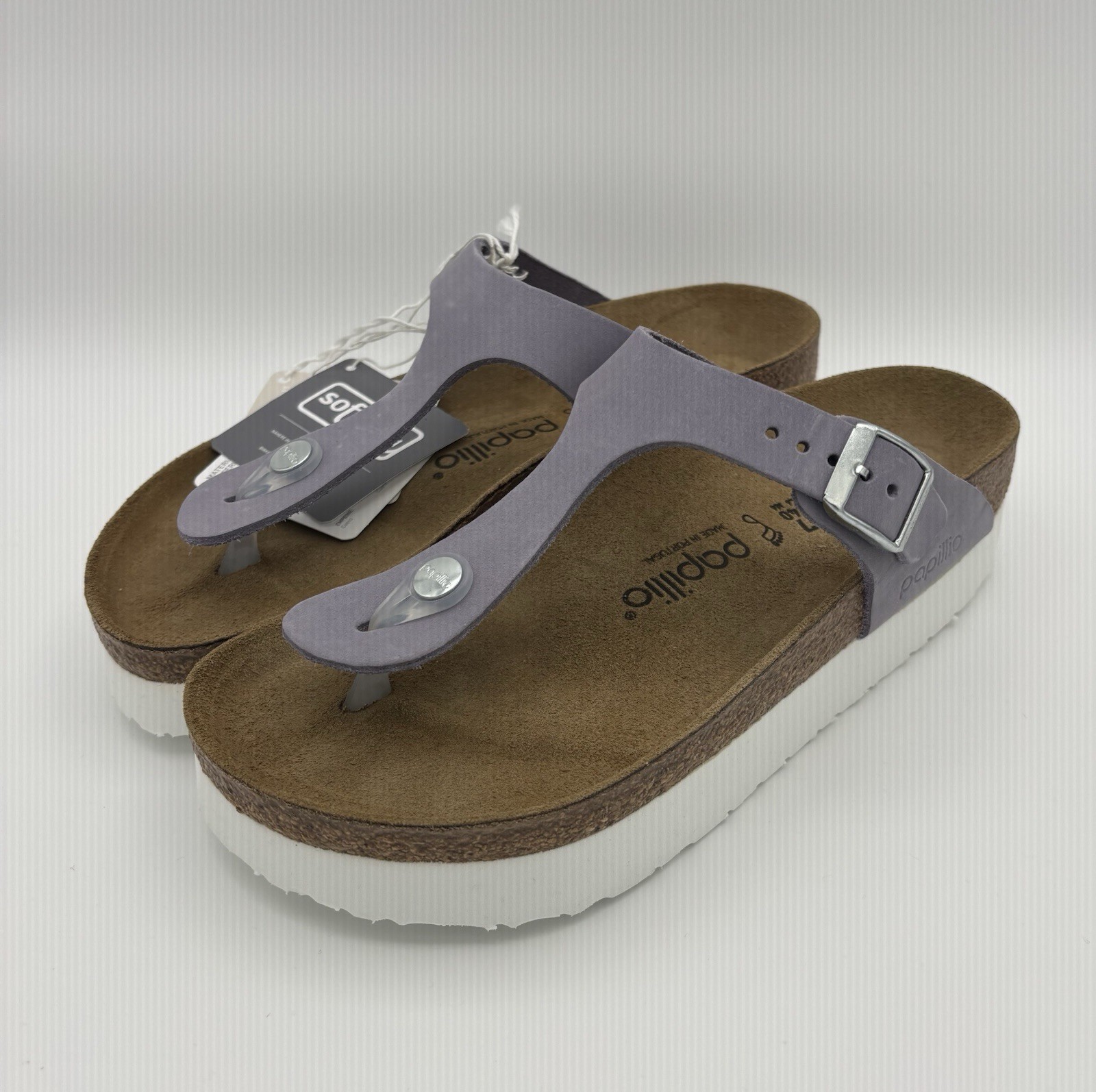 Birkenstock Gizeh Flex Platform Nubuck Leather Purple Fog Womans 37 6 Regular